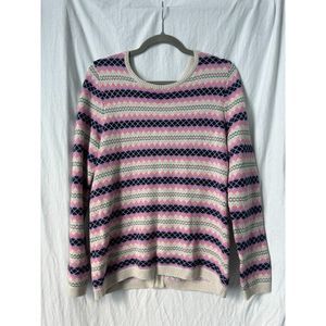 NWT Talbots Fair Isle Cream Sweater Pullover Cream Blue Women's Large Petite PL